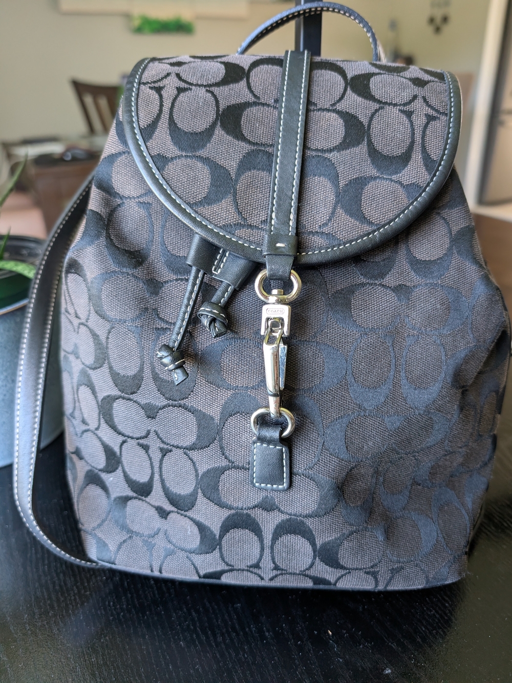 Coach Black Signature Canvas Backpack
